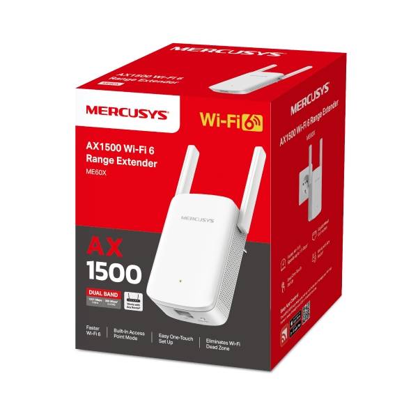 Повторитель беспроводного сигнала Mercusys ME60X AX1500 10/100/1000BASE-TX белый