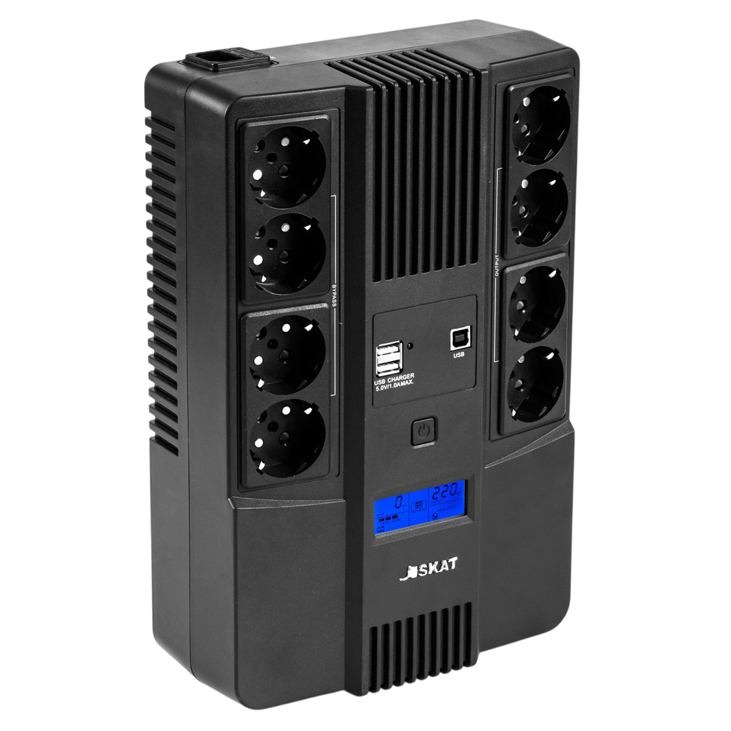 Источник бесперебойного питания (8933) SKAT-UPS 800-AID-IN-1x9-8 ИБП 220В 480Вт, LCD, АКБ 1x 9Ач, li