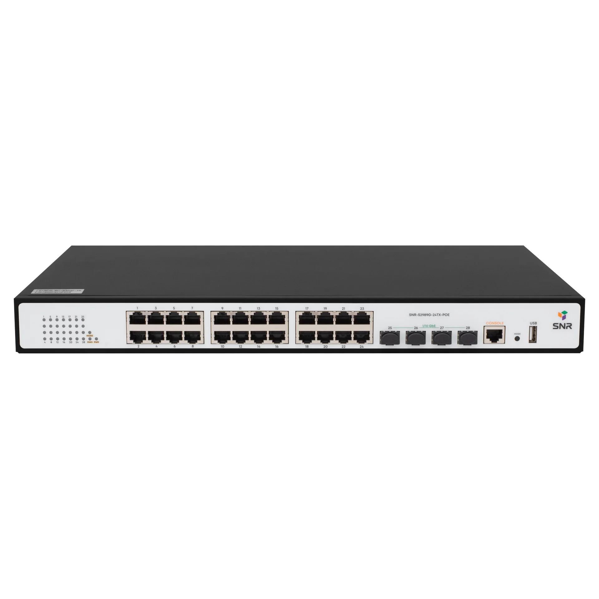 Коммутатор SNR SNR-S2989G-24TX-POE (L2+) 24x1Гбит/с 4SFP+ 24PoE 370W управляемый