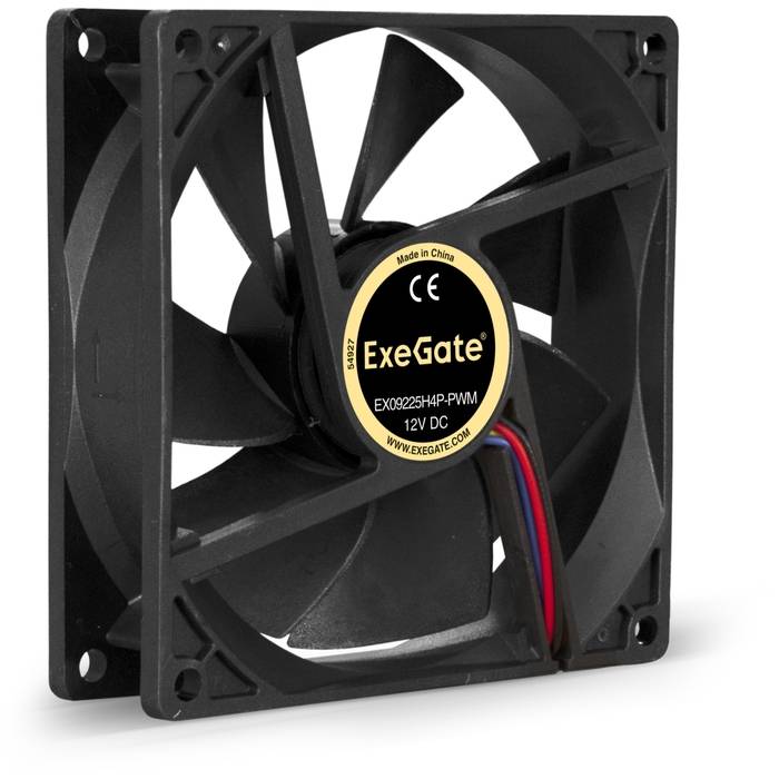 Вентилятор для корпуса Exegate EX283384RUS 92х92x25 черный 4-pin 26дБ Bulk