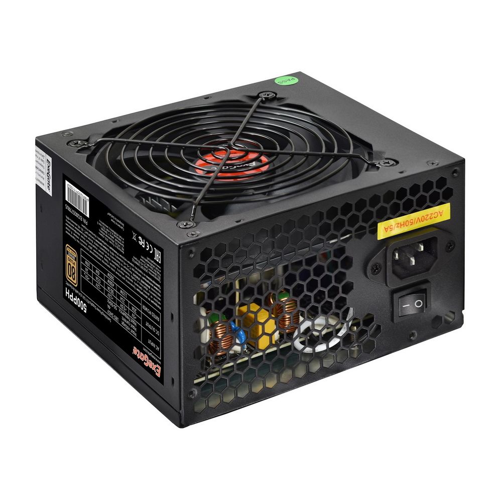 Блок питания 500W ExeGate 80 PLUS® Bronze 500PPH (ATX, APFC, КПД 88% (80 PLUS Bronze), 12cm fan, 24p