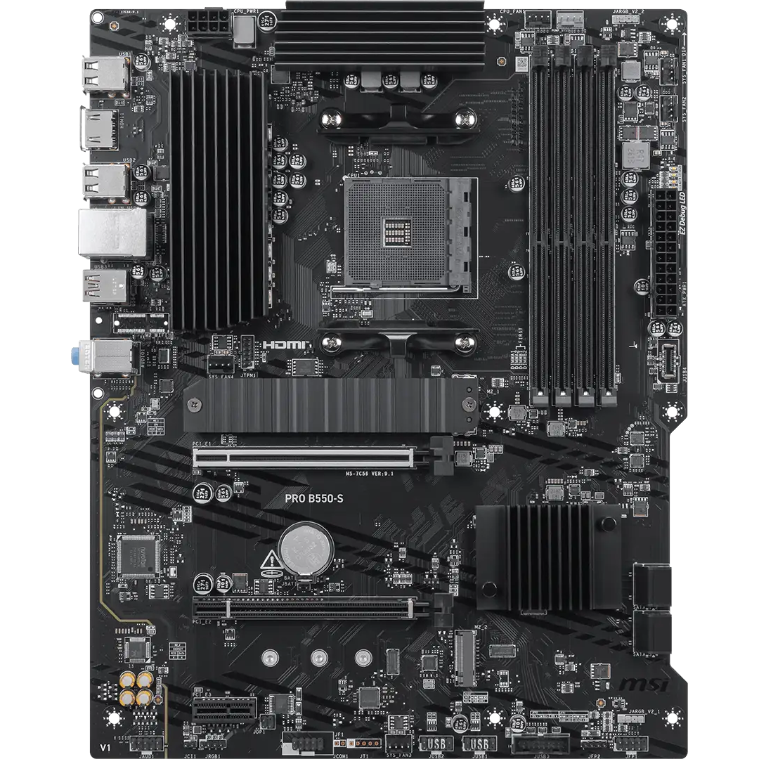 Материнская плата MSI PRO B550-S Soc-AM4 AMD B550 4xDDR4 ATX AC`97 8ch(7.1) GbLAN RAID+HDMI