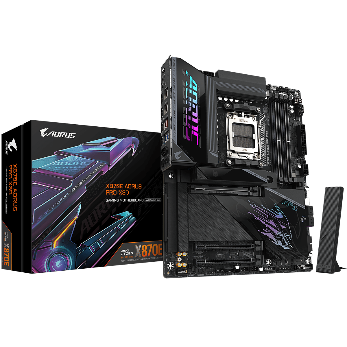 Материнская плата Gigabyte X870E AORUS PRO X3D X870E, AM5, 4*DDR5, 3*PCIEx16, 4*M.2, 2*TypeC, 5*USB3
