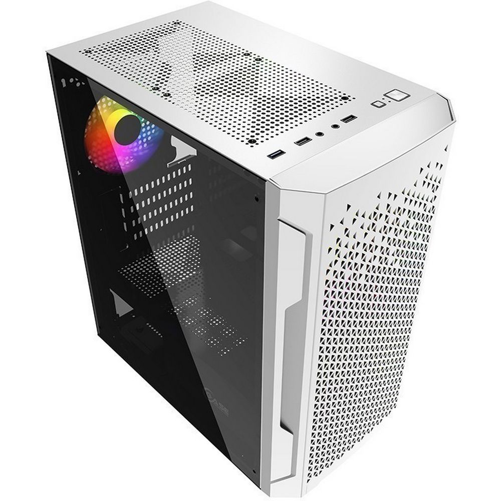 Корпус Powercase Mistral Micro Z3W Mesh LED, Tempered Glass, 2x 140mm + 1х 120mm 5-color fan, белый,