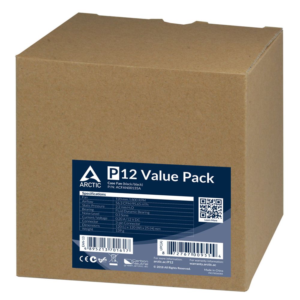 Вентилятор Arctic Cooling Вентилятор корпусной ARCTIC P12 Value pack (black/black)  (5pc)  (ACFAN001