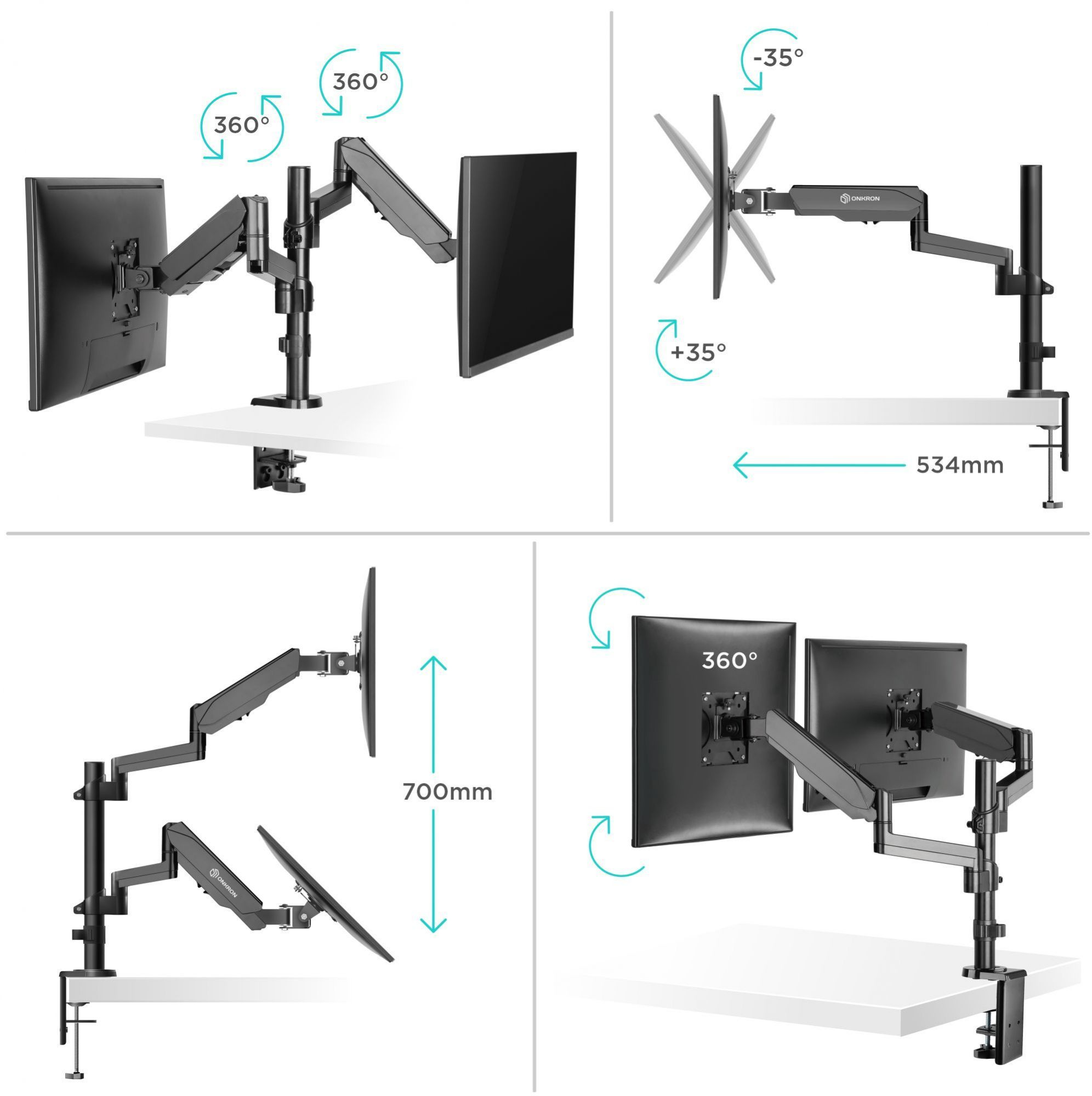 Кронштейн для мониторов Onkron G140 черный 13"-32" макс.16кг настольный поворот и наклон верт.переме