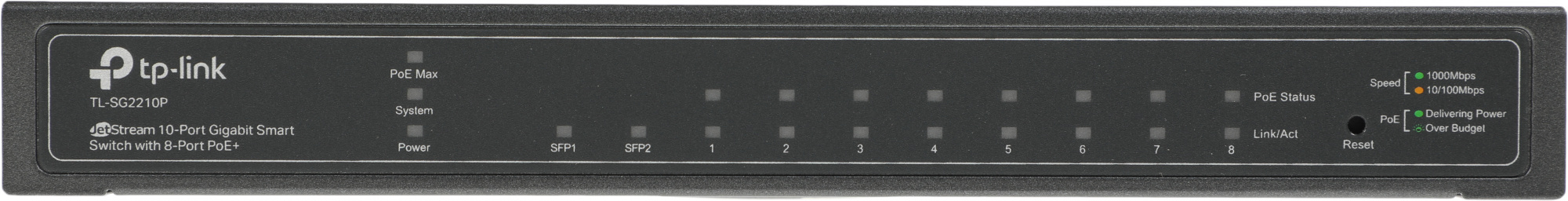 Коммутатор TP-Link SG2210P (L2) 8x1Гбит/с 2SFP 8PoE+ управляемый