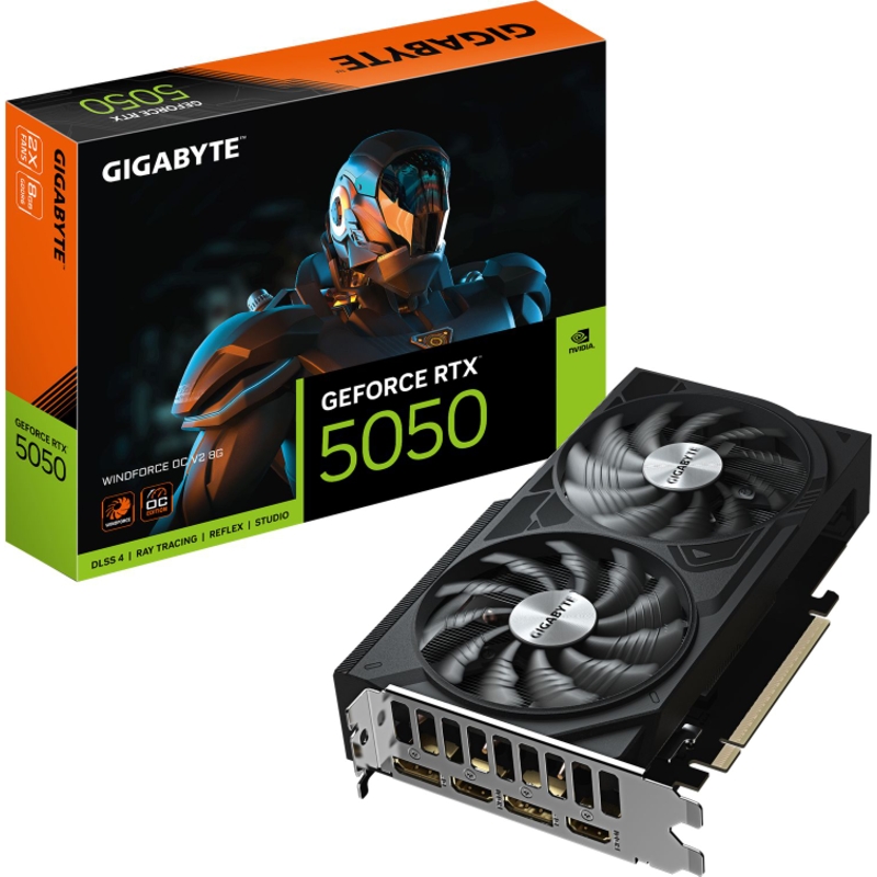 Видеокарта Gigabyte RTX5050 WINDFORCE OC V2 8GB GDDR6 128bit 2xDP 2xHDMI 2FAN RTL