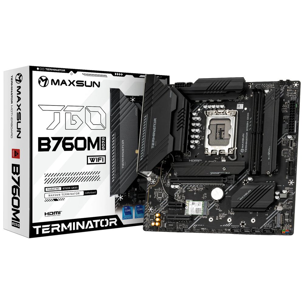 Материнская плата MAXSUN MS-Terminator B760ITX D4 WIFI V3, LGA1700, B760, 2*DDR4, 4*SATA3, 2*M.2, USB 3.2, USB 2.0, 1*PCIEx16, 1*PCIEx1, DP+HDMI,  ITX