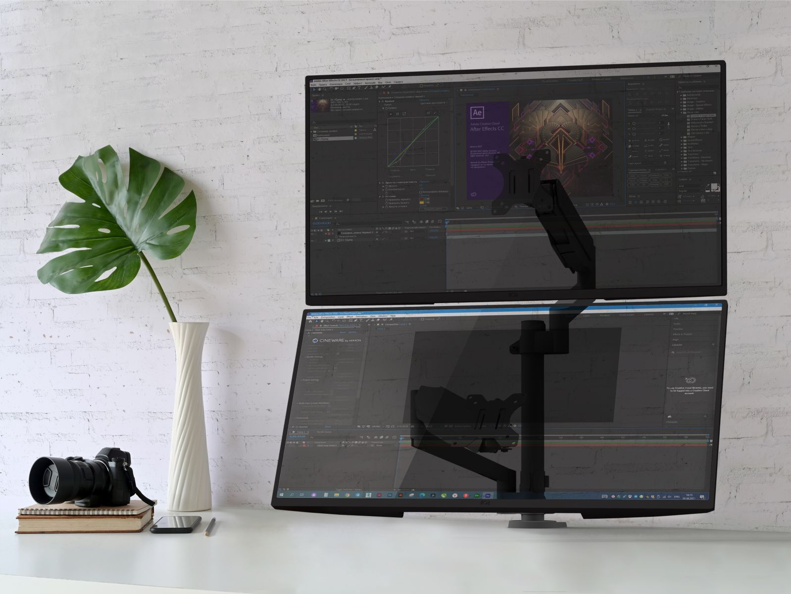 Кронштейн для мониторов Onkron G140 черный 13"-32" макс.16кг настольный поворот и наклон верт.переме