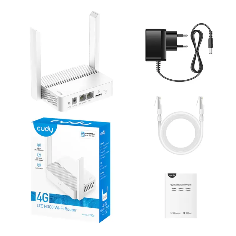 Роутер беспроводной Cudy LT300 N300 10/100BASE-TX/4G cat. 4 белый