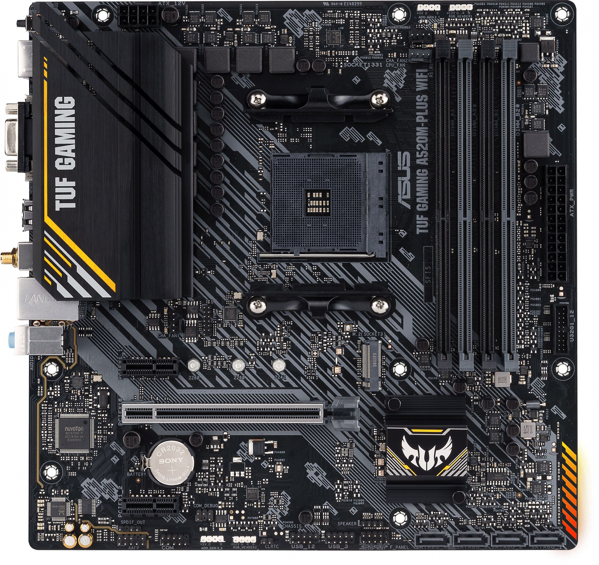 Материнская плата Asus TUF GAMING A520M-PLUS WIFI Soc-AM4 AMD A520 4xDDR4 mATX AC`97 8ch(7.1) 2xGgE 