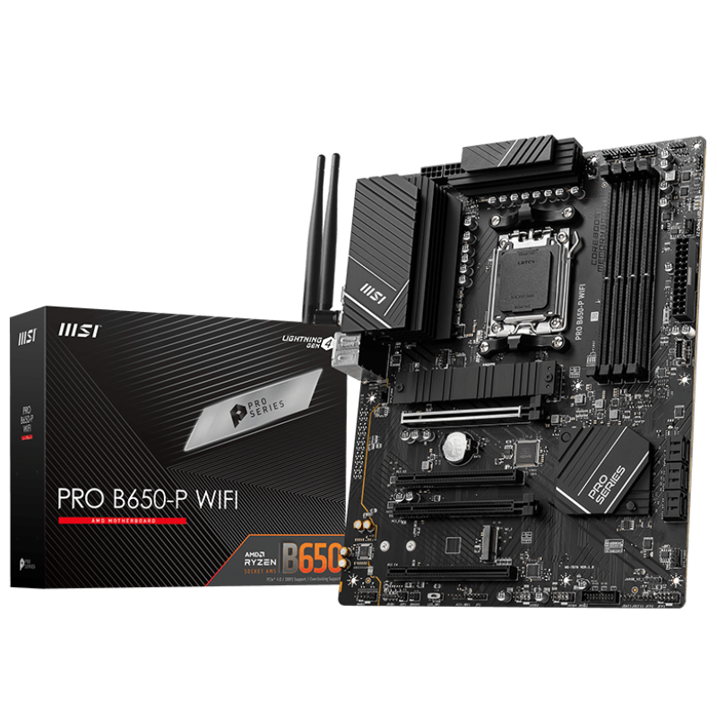 Материнская плата MSI PRO B650-P WIFI Socket AM5 AMD B650 4xDDR5 ATX AC`97 8ch(7.1) 2.5Gg RAID+HDMI+