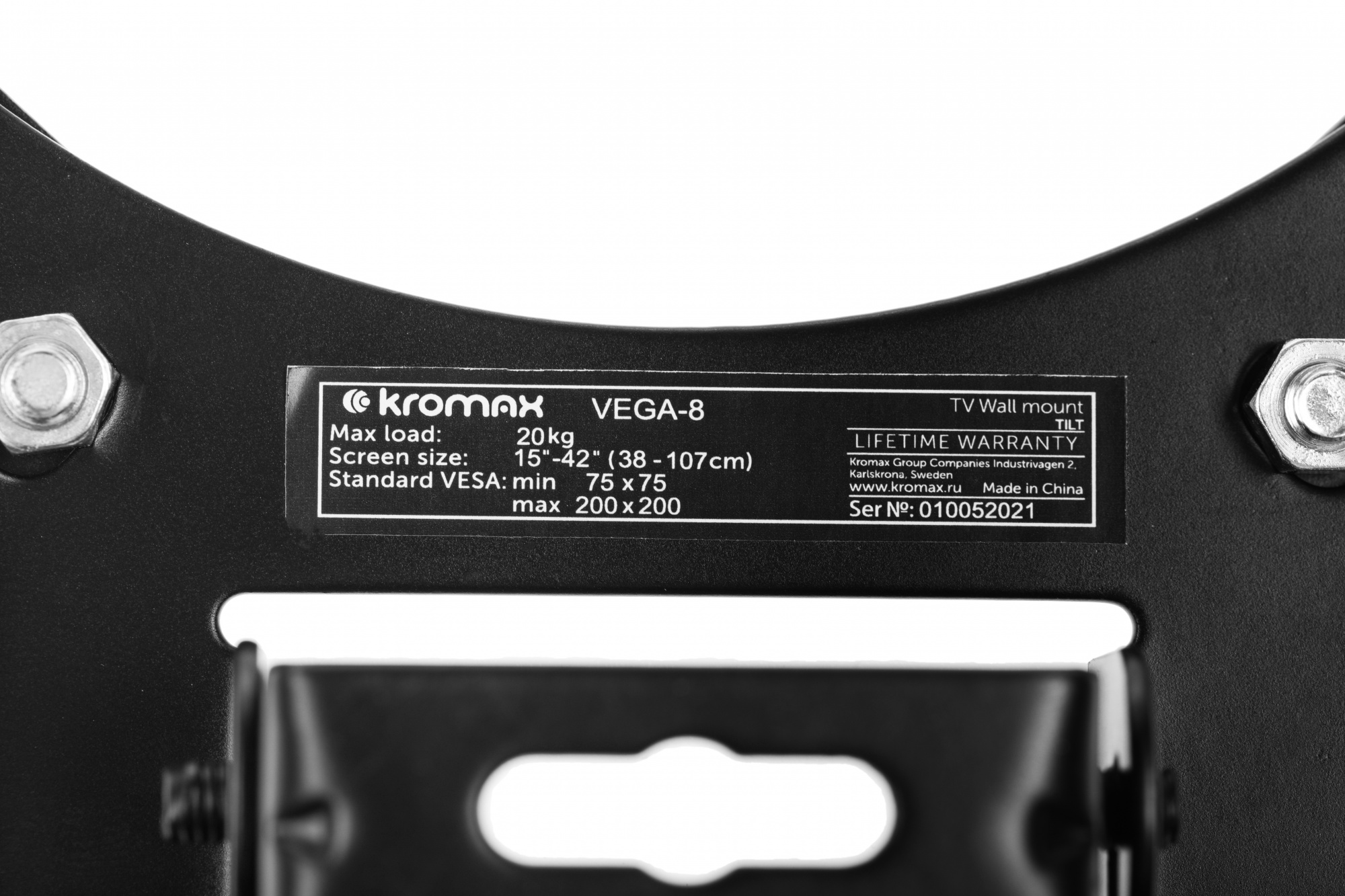 Кронштейн для телевизора Kromax VEGA-8 черный 15"-42" макс.15кг настенный наклон