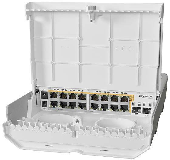 Коммутатор MikroTik netPower 16P CRS318-16P-2S+OUT (L3) 16x1Гбит/с 2SFP+ 16PoE 300W управляемый