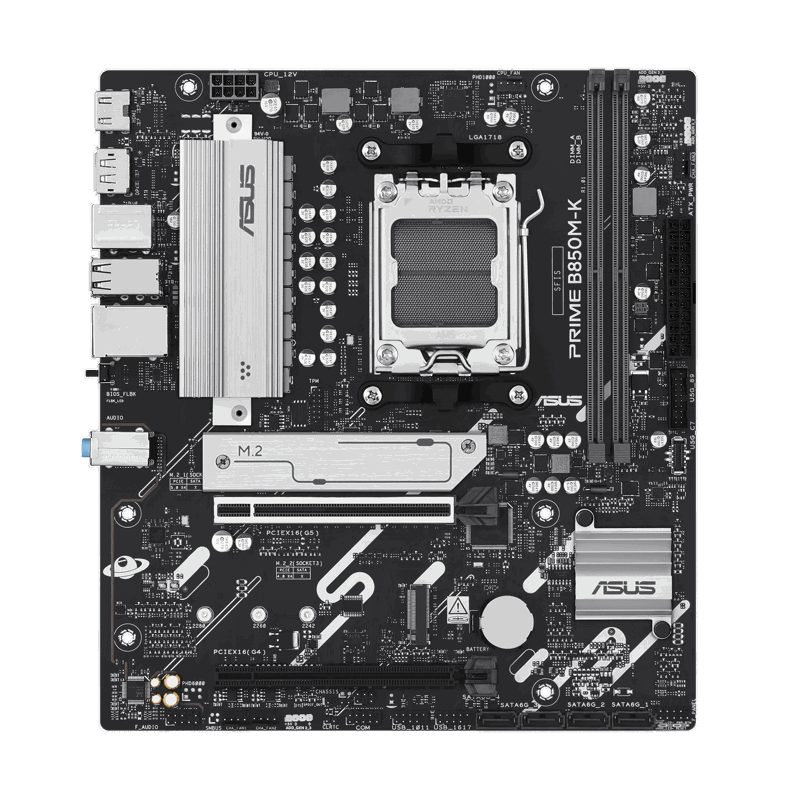Материнская плата Asus PRIME B850M-K Socket AM5 AMD B850 2xDDR5 mATX AC`97 8ch(7.1) 2.5Gg RAID+HDMI+