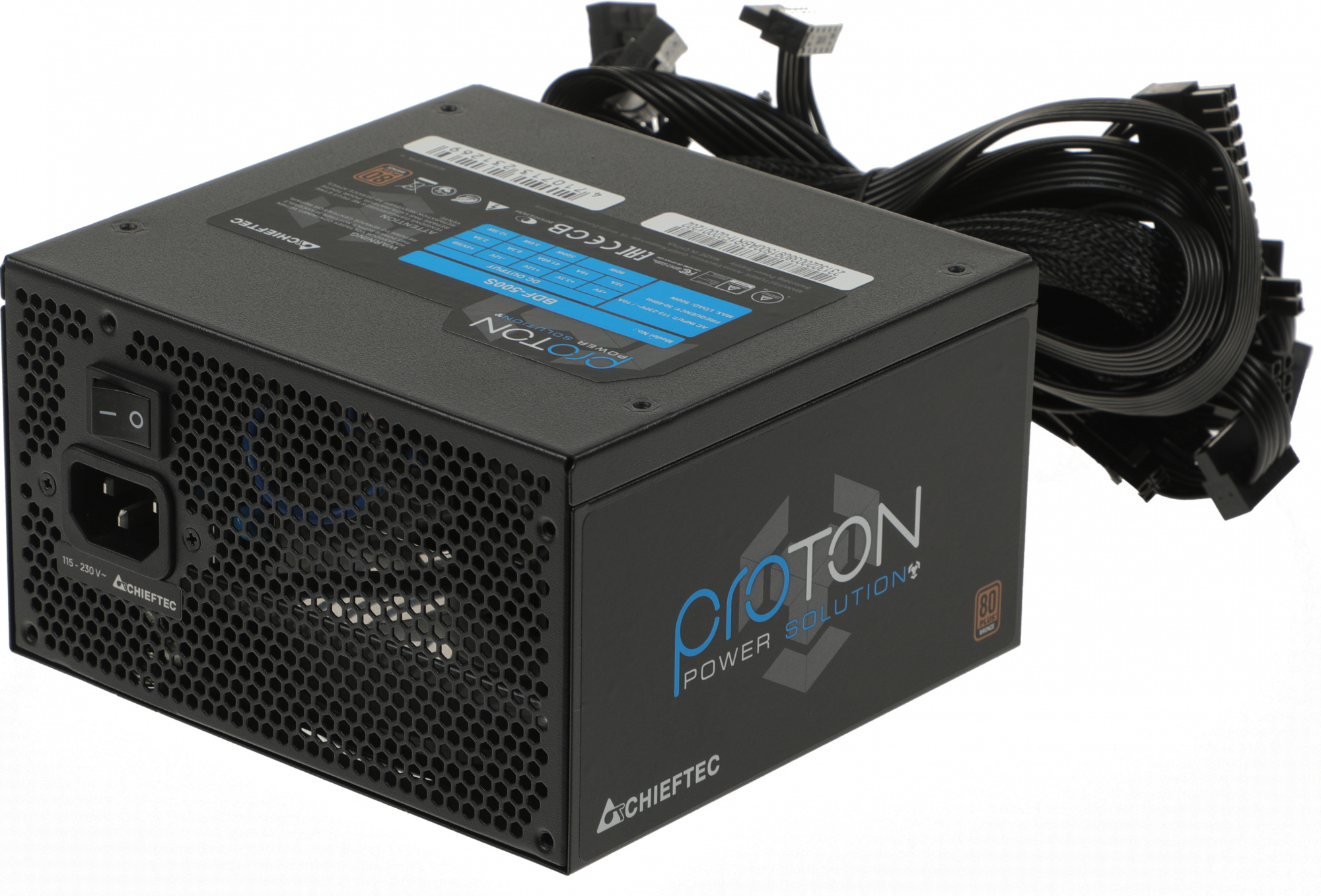 Блок питания Chieftec ATX 500W Proton BDF-500S 80+ bronze (20+4pin) APFC 120mm fan 6xSATA RTL