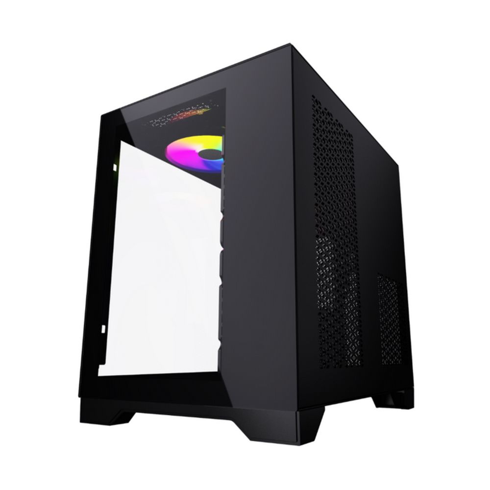 Корпус Powercase Корпус Powercase Vision Micro, Black, Tempered Glass, 4х 120mm 5-color fan, чёрный,