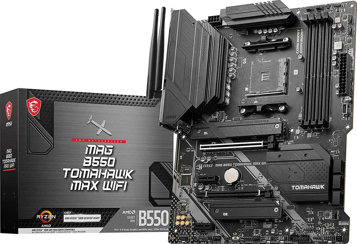 Материнская плата MSI MAG B550 TOMAHAWK MAX WIFI Soc-AM4 AMD B550 4xDDR4 ATX AC`97 8ch(7.1) 2.5Gg RA