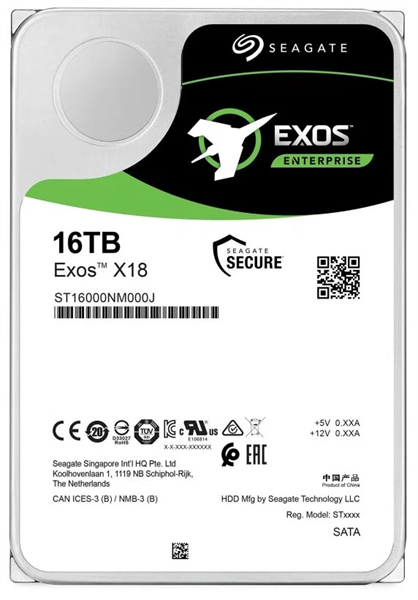 Жесткий диск Seagate SATA-III 16Tb ST16000NM000J Exos X18 512E (7200rpm) 256Mb 3.5"