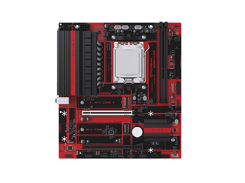 Материнская плата MAXSUN MS-B650M I-CAFE, AM5, B650, 2*DDR5, 2*SATA3, 2*M.2, USB 3.2, USB 2.0, 2*PCI