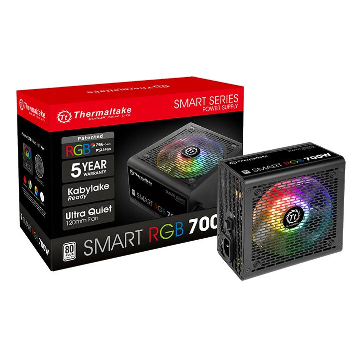 Блок питания Thermaltake ATX 700W Smart RGB 700 80+ white (20+4pin) APFC 120mm fan color LED 6xSATA 