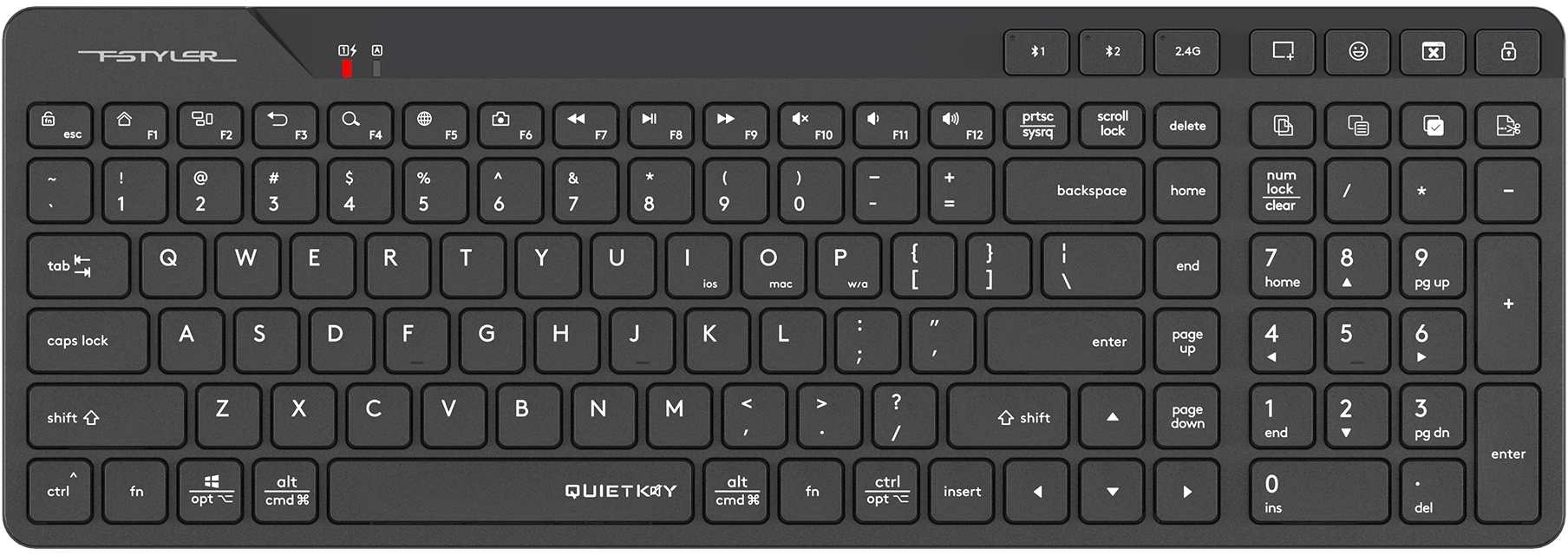 Клавиатура A4Tech FBK27C AS черный USB беспроводная BT/Radio slim Multimedia