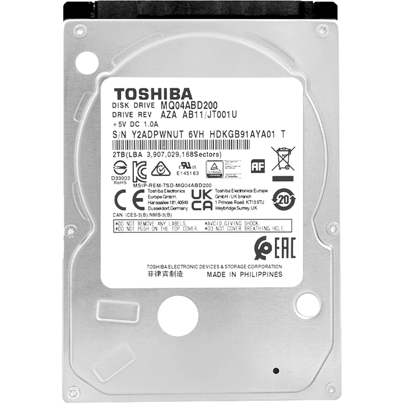 Жесткий диск Toshiba SATA-III 2TB MQ04ABD200 Notebook/Desktop MQ04 512E (5400rpm) 128Mb 2.5"