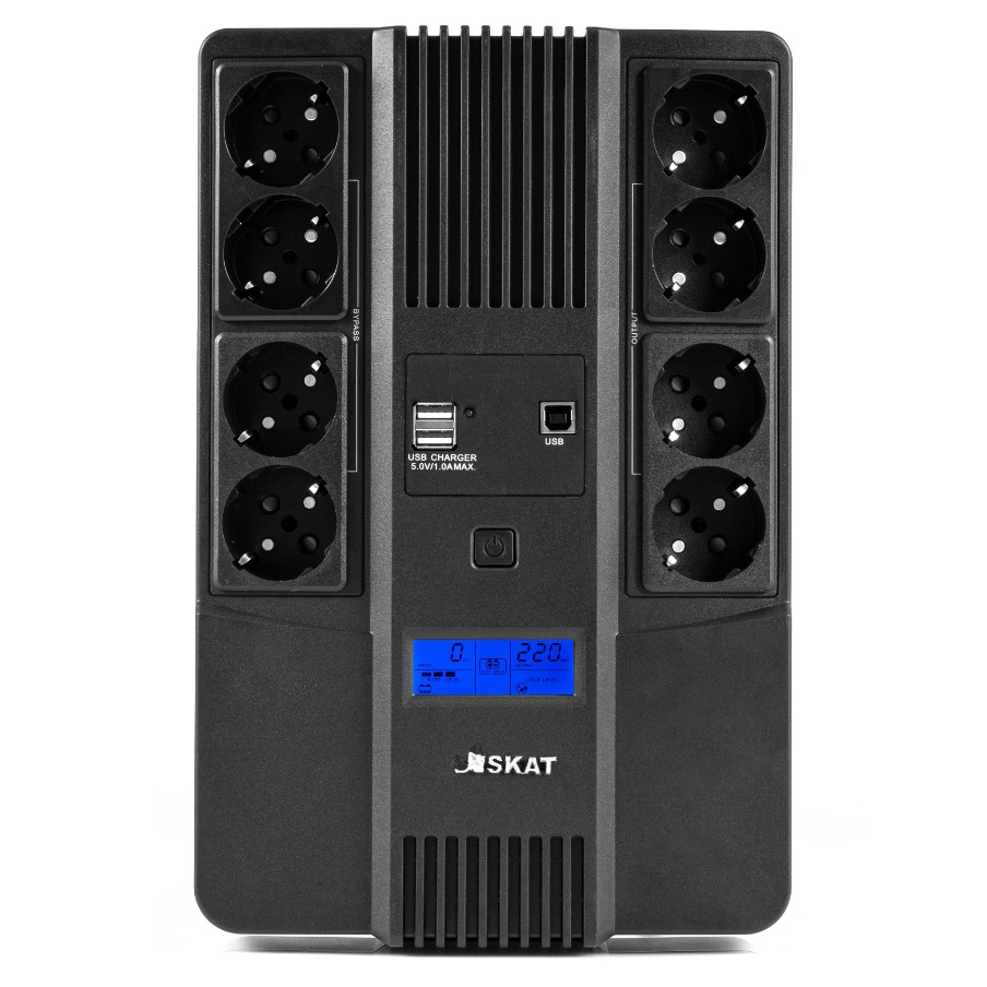 Источник бесперебойного питания (8933) SKAT-UPS 800-AID-IN-1x9-8 ИБП 220В 480Вт, LCD, АКБ 1x 9Ач, li