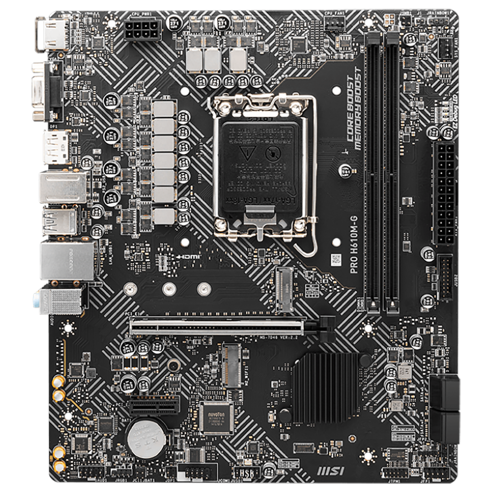 Материнская плата MSI PRO H610M-G H610, LGA1700, 2*DDR5, 1*PCIEx16, 1*PCIEx1, 1*M.2, 4*USB3.2Gen1, 6