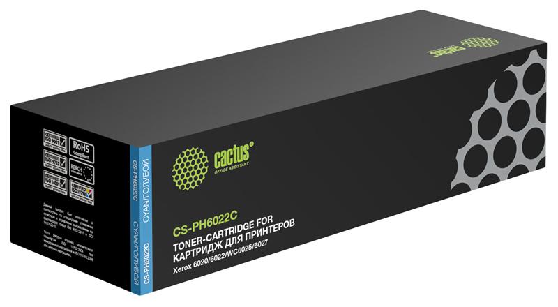 Картридж лазерный Cactus CS-PH6022C 106R02760 голубой (1000стр.) для Xerox Phaser 6020/6022/WC6025/6