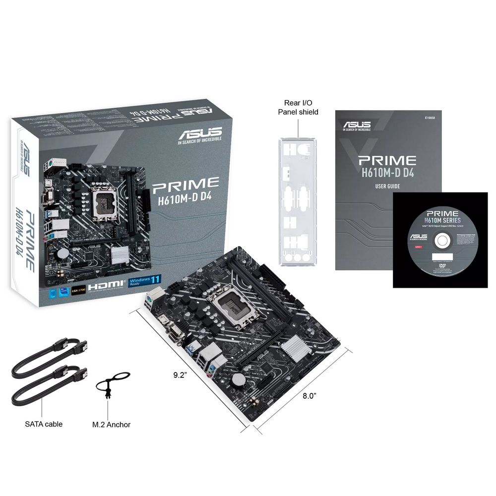 Материнская плата Asus PRIME H610M-D D4 Soc-1700 Intel H610 2xDDR4 mATX AC`97 8ch(7.1) GbLAN+VGA+HDM
