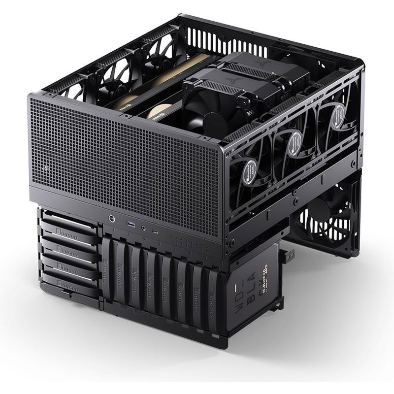 Корпус JONSBO N5, Mini-Tower, 3x120mm, 1xUSB-A 3.0 + 1xUSB-C 3.2, E-ATX, ATX, mATX, mITX Black