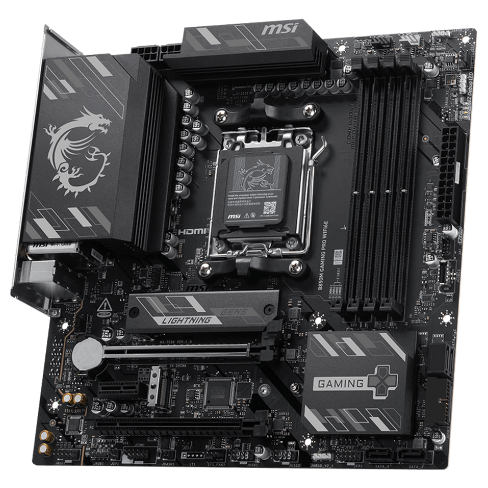 Материнская плата MSI B850M GAMING PRO WIFI6E B850, AM5, 4*DDR5, 4*PCIEx16, 2*M.2, 2*TypeC, 3*USB3.2