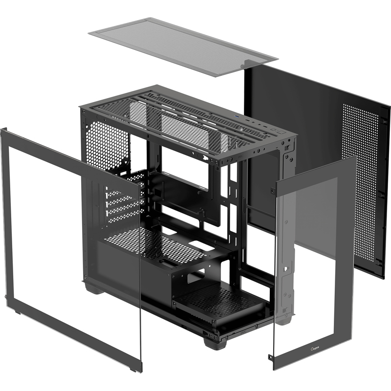 Корпус Ocypus Gamma C52 BK, Mini-Tower, TG, no fans, 1xUSB-A 3.0 + 2xUSB 2.0, mATX, mITX Black