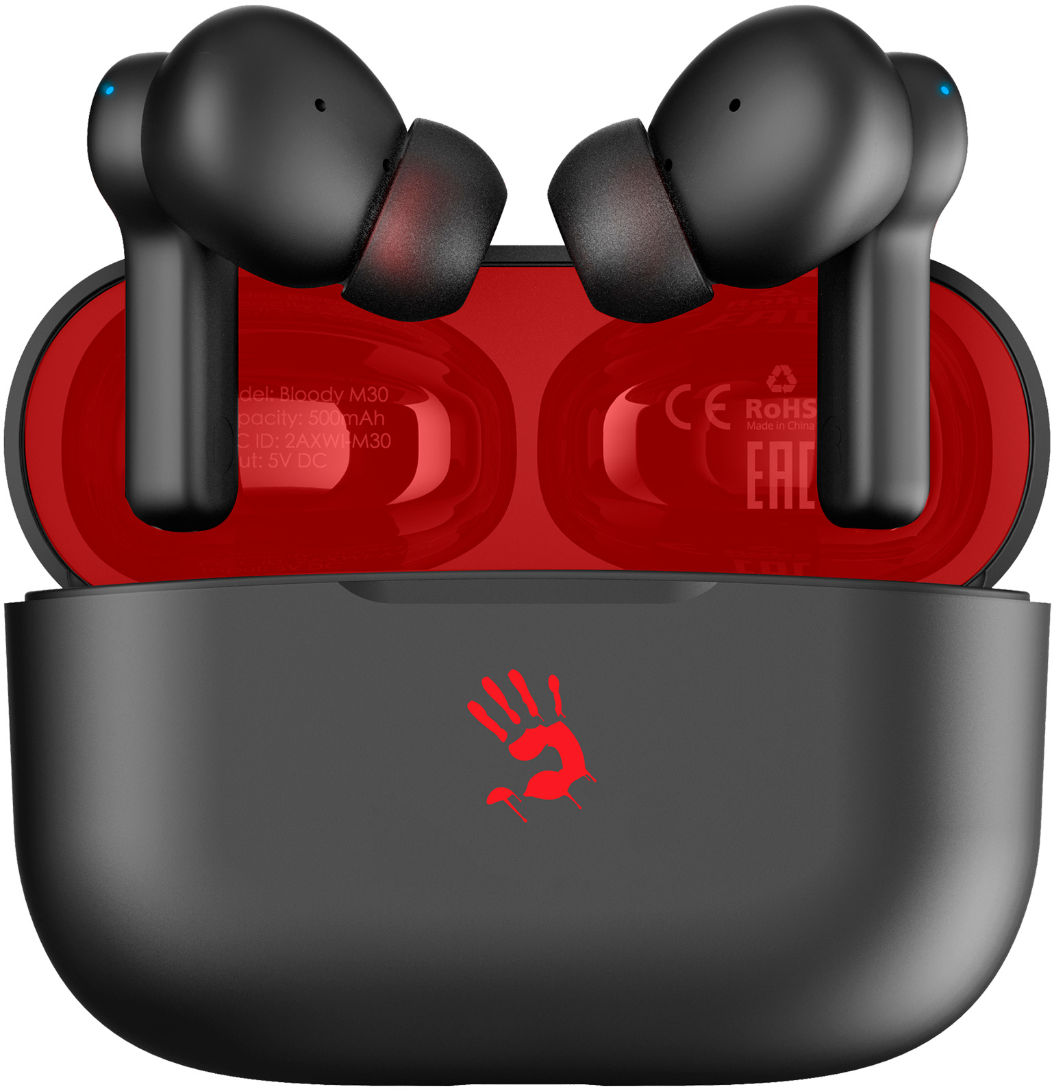 Гарнитура внутриканальные A4Tech Bloody M30 черный/красный беспроводные bluetooth в ушной раковине (
