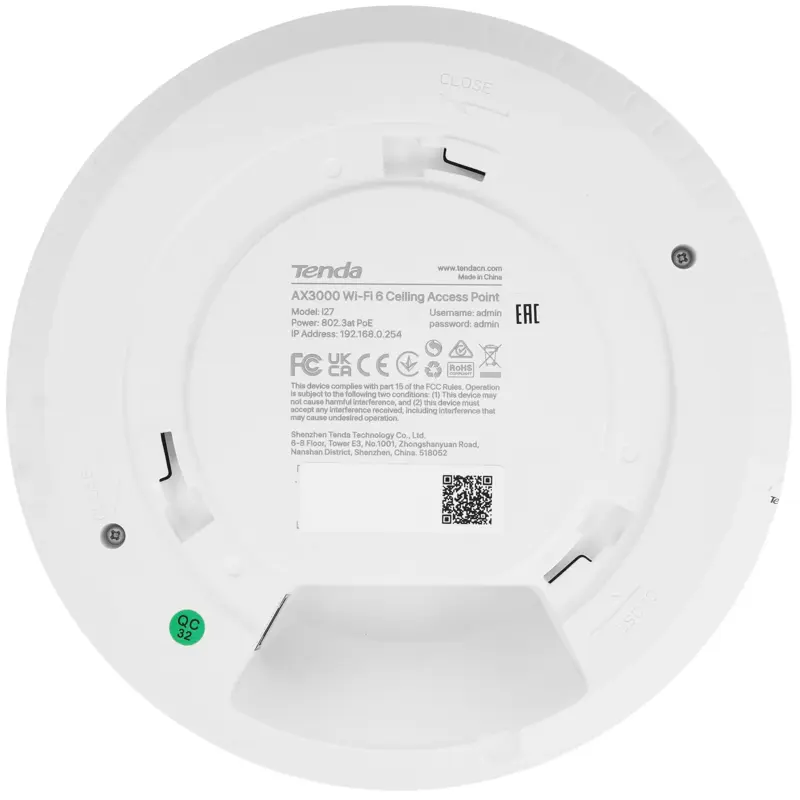 Потолочная двухдиапазонная точка доступа Wi-Fi 6 i27 TENDA