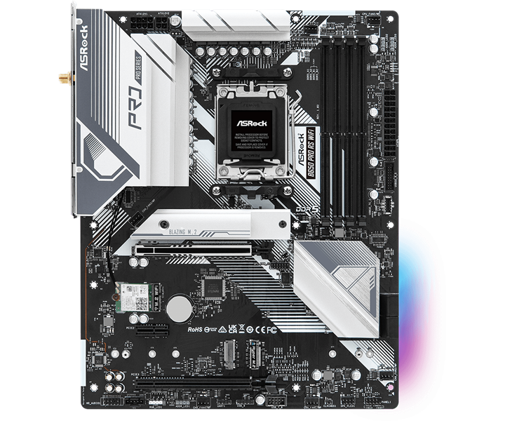 Материнская плата ASROCK B650 PRO RS WIFI, AM5, B650, 4*DDR5, 4*SATA, 3*M.2, 3*USB 3.2, 6*USB 2.0, T