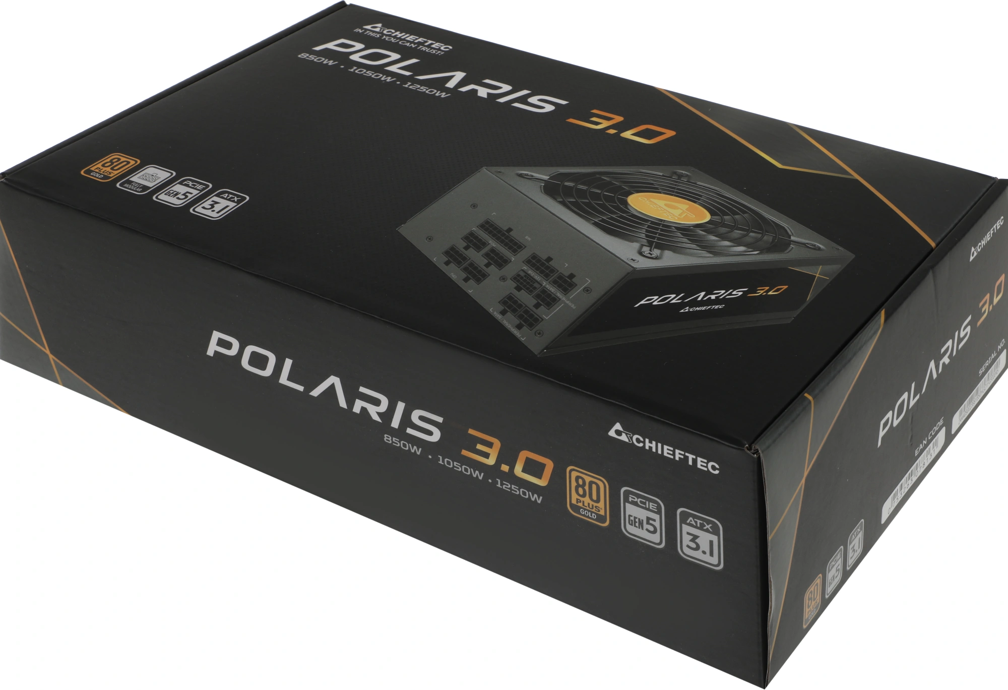 Блок питания Chieftec ATX 850W Polaris PPS-850FC-A3 Gen.5 80+ gold (20+4pin) APFC 135mm fan 12xSATA 