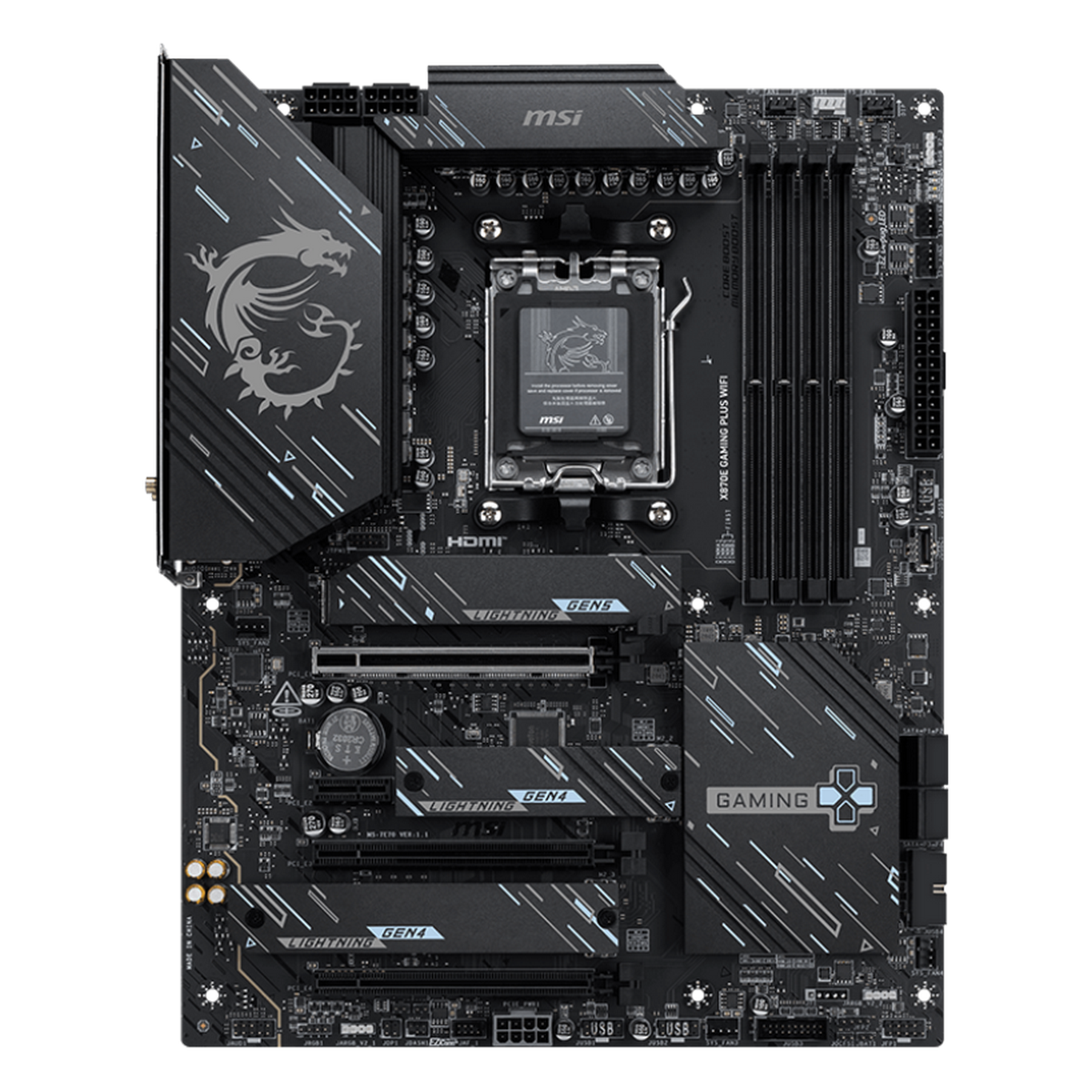 Материнская плата MSI X870E GAMING PLUS WIFI Socket AM5 AMD X870E ATX AC`97 8ch(7.1) 5Gigabit RAID+H