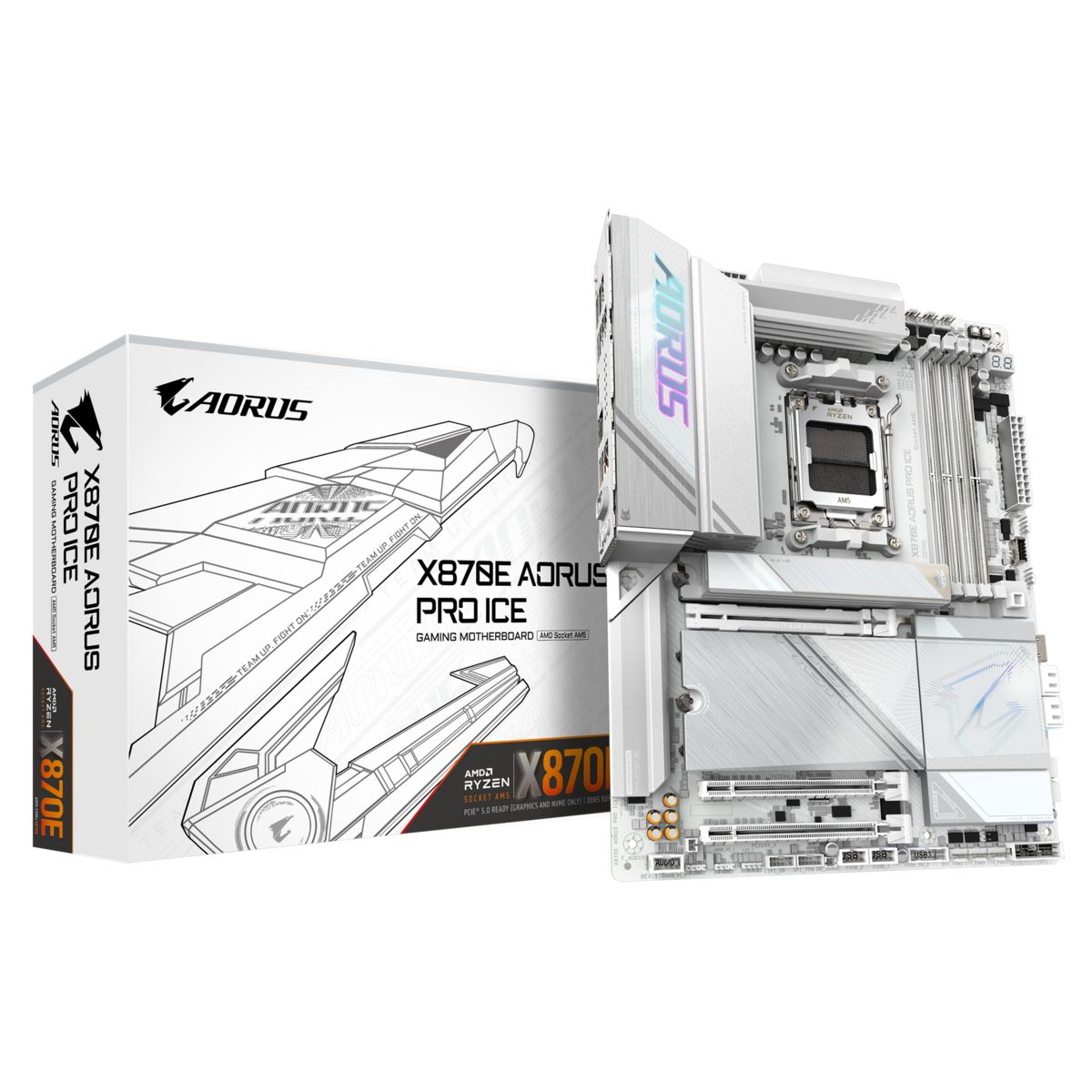 Материнская плата Gigabyte X870E AORUS PRO ICE Socket AM5 AMD X870E 4xDDR5 ATX AC`97 8ch(7.1) 2.5Gg 
