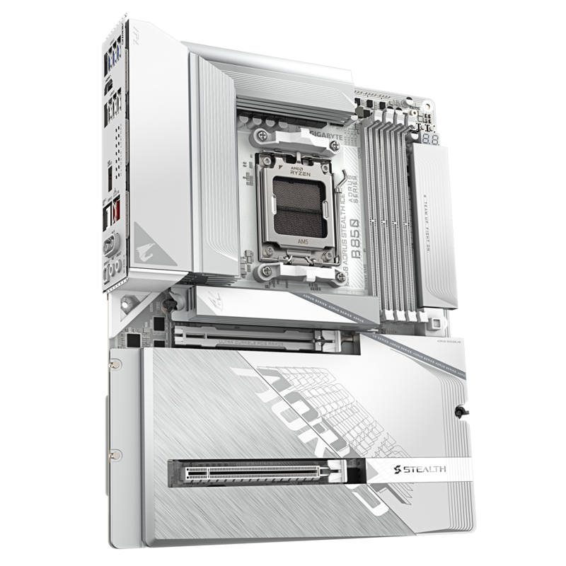 Материнская плата Gigabyte B850 AORUS STEALTH ICE, AM5, AMD B850, 4xDDR5, 2xSATA, 4xM.2, 1xPCIe 5.0 