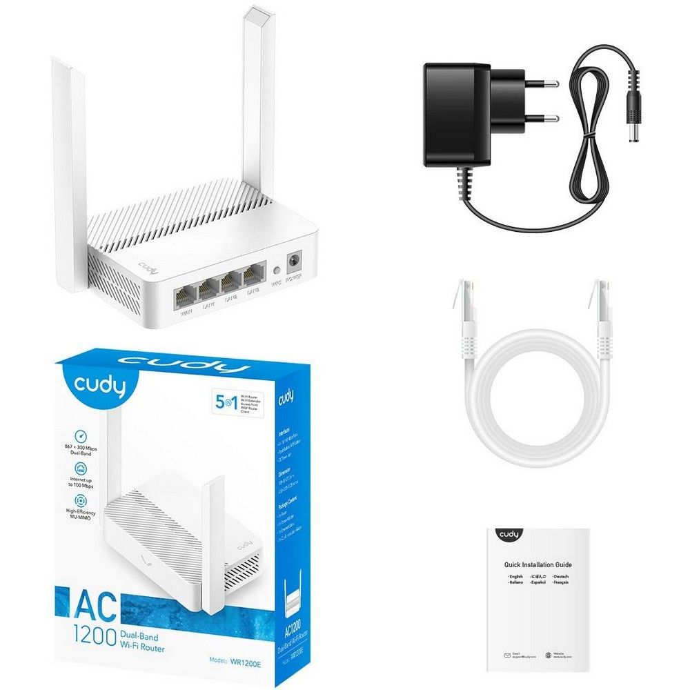 Роутер беспроводной Cudy WR1200E AC1200 10/100BASE-TX белый