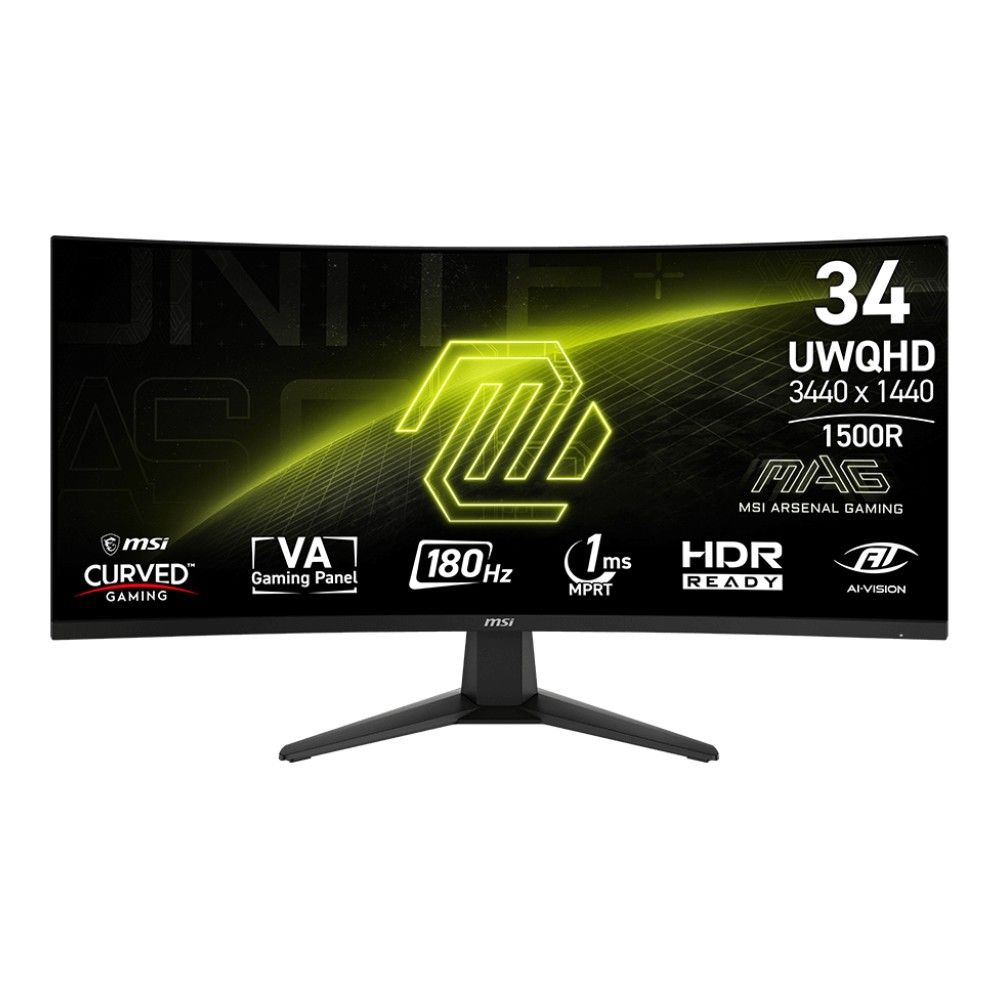 Монитор MSI 34" MAG 346CQ 1500R, Black, 21:9, VA, UWQHD, 1ms, 180Hz, 300cd, HDMI, DP
