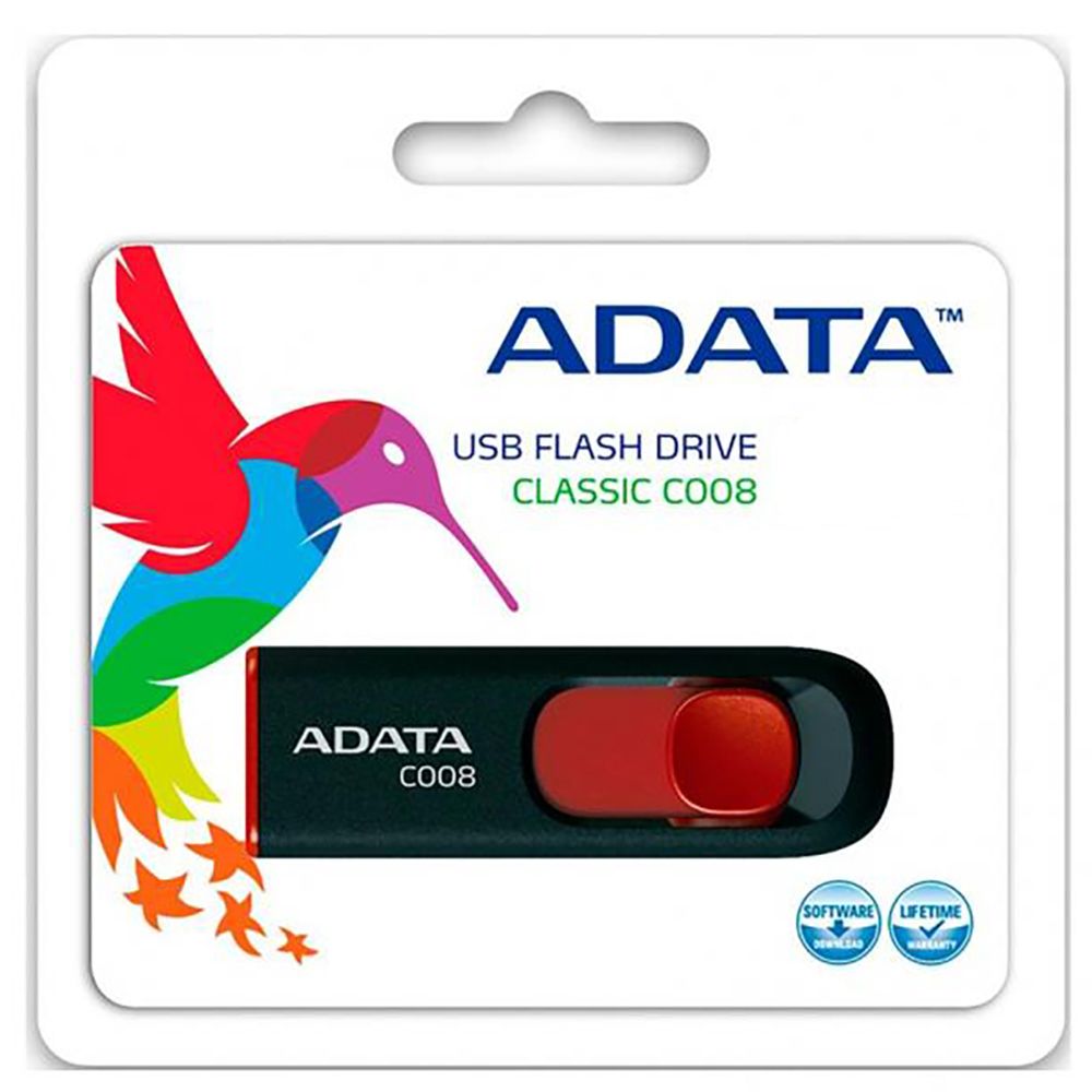 Флеш Диск A-Data 16Gb Classic C008 AC008-16G-RKD USB2.0 красный/черный