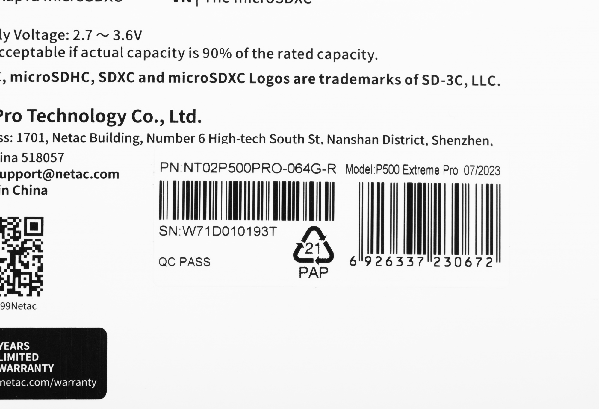 Флеш карта microSDXC 64GB Netac NT02P500PRO-064G-R P500 Extreme Pro + adapter