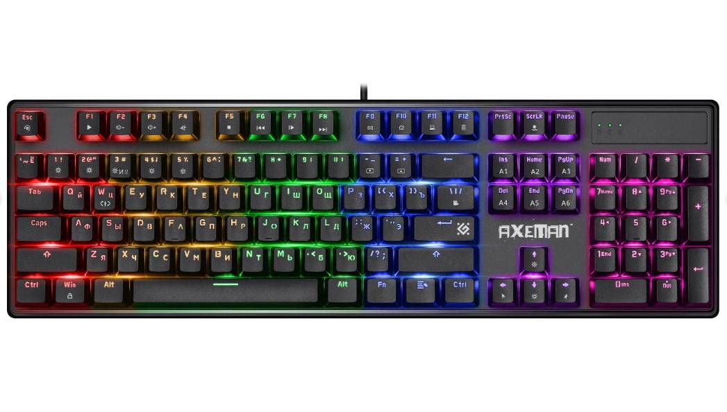 Клавиатура Defender Axeman GK-302 RU механическая черный USB Multimedia for gamer для ноутбука LED (