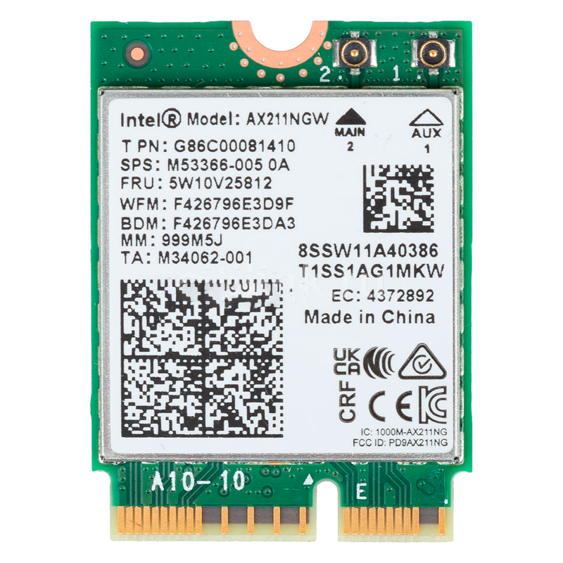 Сетевая карта Intel Wi-Fi 6E AX211 (Gig+), 2230, 2x2 AX R2 (6GHz)+BT, No vPro, 999M5J