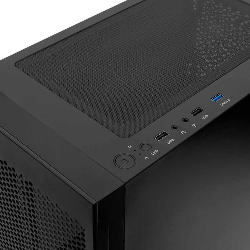 Корпус HSPD M540, Mesh Mid Tower, Black, TG, 0.45 SPCC, no fans, ATX, mATX, mITX, 160/300/150mm, 2x2