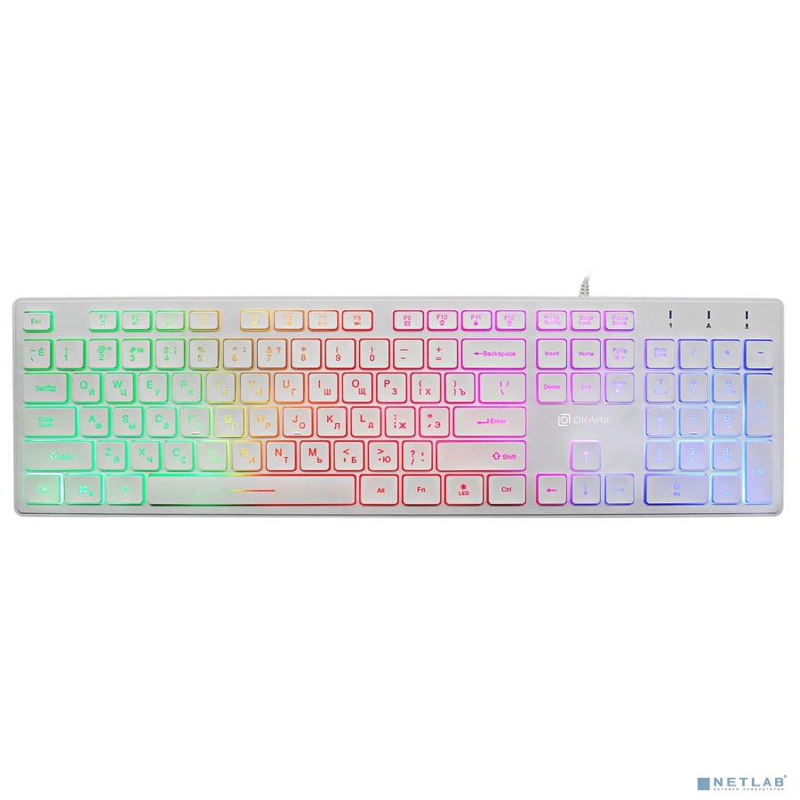 Клавиатура Оклик 550ML белый USB slim Multimedia LED